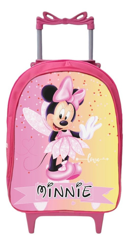 Mochila escolar RDM Escolar Rodinha cor rosa  design minnie 25L