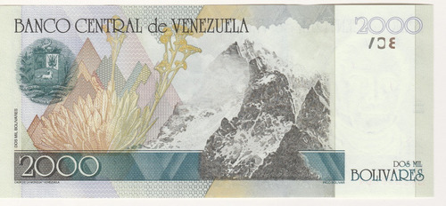 Imagen 2 de 2 de Billete Venezuela 2000 Bs 29 Octubre 1998 B8 Unc