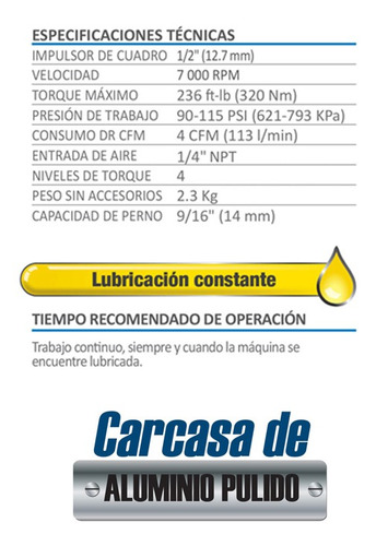 Imagen 3 de 5 de Llave De Impacto Neumatica 1/2 PuLG Semi Pro Aksi + Garantia