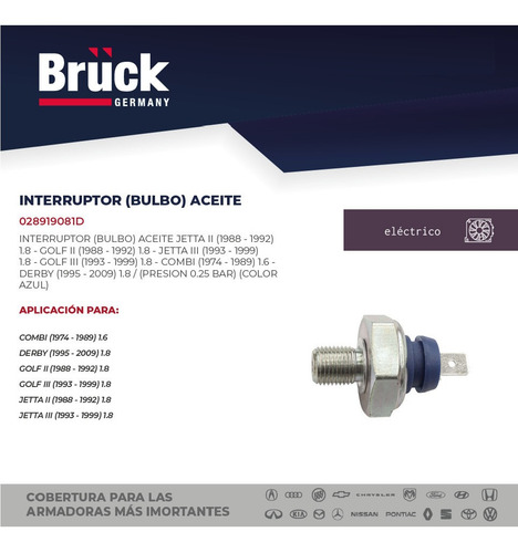 Bulbo Sensor Aceite Jetta 2014 1.4 16v 028919081d