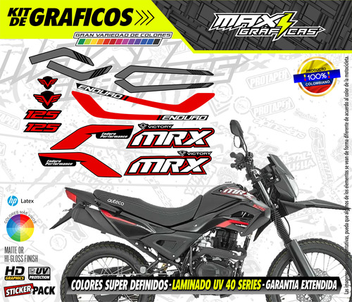 Calcomanias Mrx 125 Tipo Original Negro Rojo 