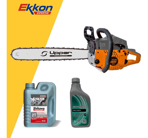 Imagen 3 de 8 de Motosierra Upper 52 Cc Espada 20 + Aceite Cadena + Aceite 2t