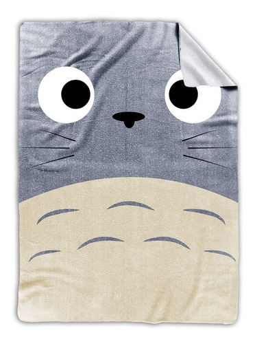 Frazada Cover Me Polar con diseño totoro/gris