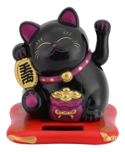 Maneki Neko Gato Con Energía Solar Adorable Brazo Agitador