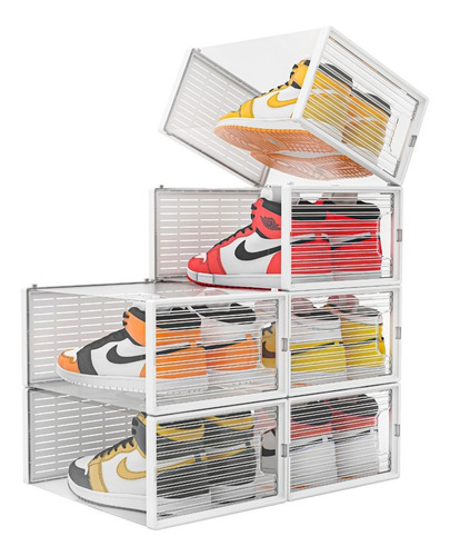 Mu:4life 6 Cajas Transparente Organizador Apilable Zapateros Color Blanco
