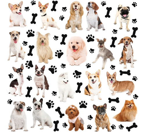 83 Pieces Dogs Bones And Paws Wall Decals  Istic Pet St...