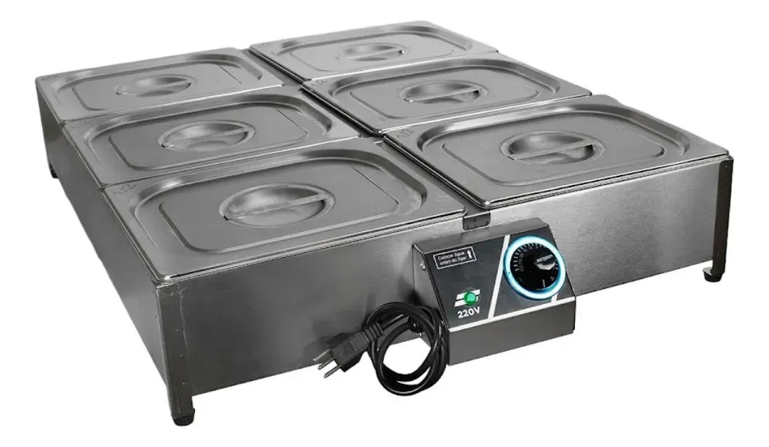 Buffet Térmico Rechaud 6 Cubas Elétrico 2000w Buffet Inox