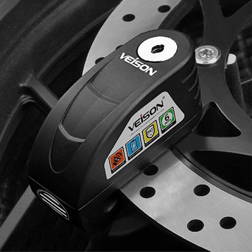 Imagen 6 de 10 de Traba Disco Alarma Veison 130db 3 Llaves Waterproof 6mm Pem