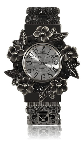 Reloj De Pulsera Cuarzo Analógico Con Flores Talladas Para M