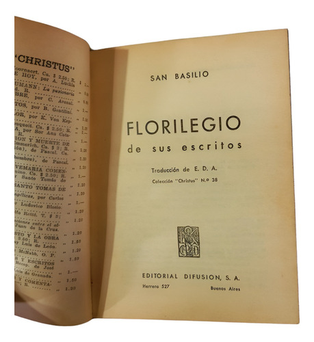 Florilegio De Sus Escritos - San Basilio