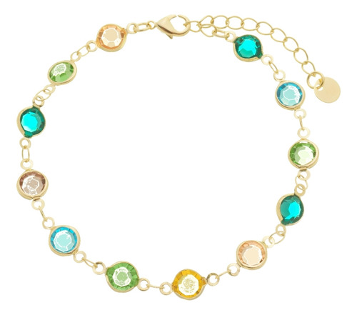 Pulseira Resinas Coloridas Antialérgico Banhado Ouro 18k Comprimento 15 Cm Cor Dourado Diâmetro 15 Cm