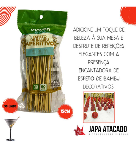 Palito De Bambu Gourmet Com Nó Petiscos Inoven 15 Cm 50 Un