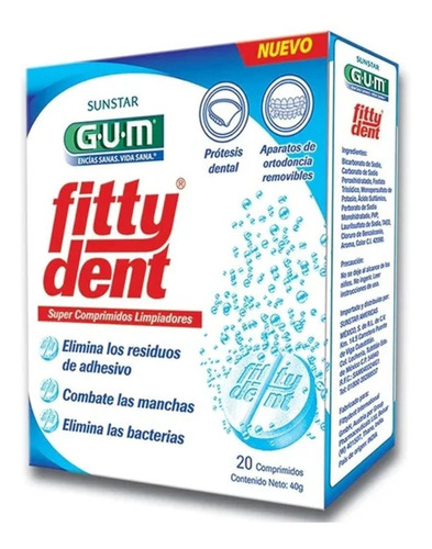 Fittydent Tabletas Limpiadoras Para Prótesis C/20 Gum