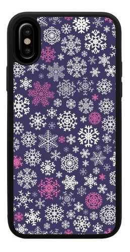 Funda Uso Rudo Tpu Para iPhone Copos Nieve Colores Azul