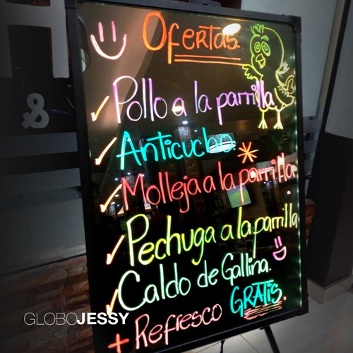 Pizarra Led 30x40 Publicitaria Con Una Caja De 8 Plumones