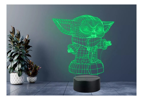 Lampara 3 D Baby Yoda 2 Start Wars Rgb 7 Colores Colores Colores