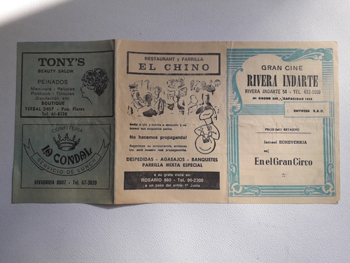 Antiguo Programa Del Cine Rivera Indarte - La Madre María