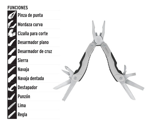 Multiherramienta 12 Funciones. Pretul 24106 Acero Inoxidable