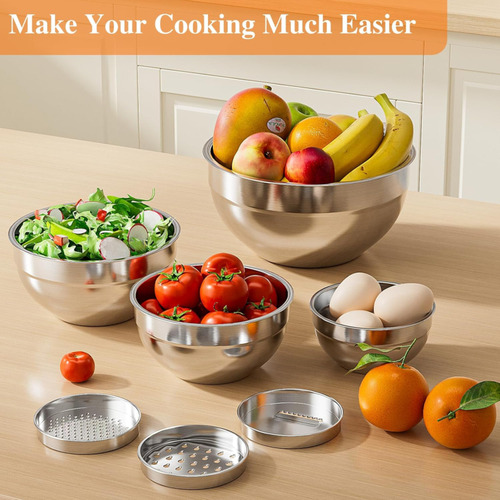 Mixing Bowls With Lids Set, 6 Pcs Stainless Steel Mixing Cci