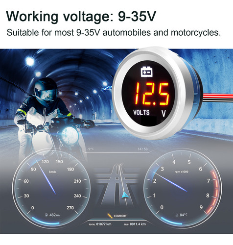 Monitor De Voltímetro Para Medidor De Voltaje, Motocicleta,