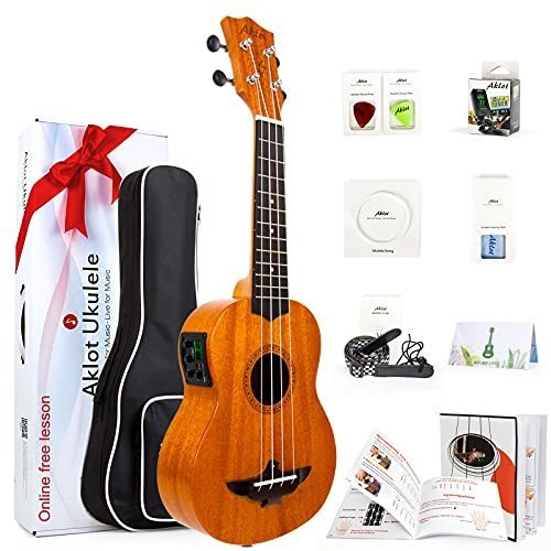 Aklot Eléctrico Ukelele Soprano Acústico Sólido Caoba Ukelel