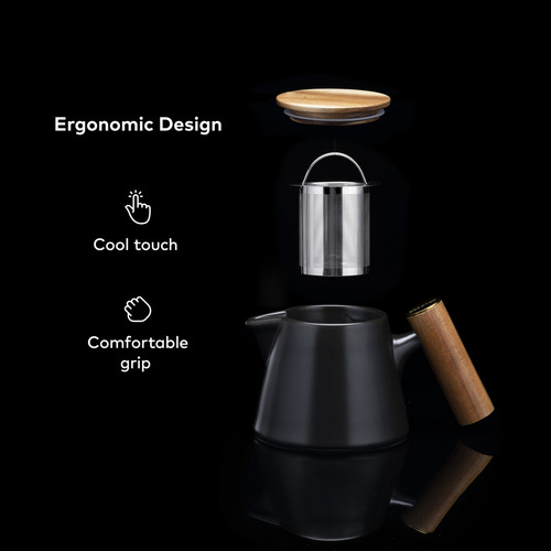 Tetera de cerámica Chefwave Artisan Series con infusor y dos tazas
