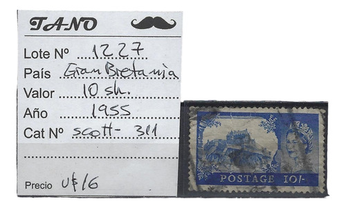 Lote1227 G.bretaña Inglaterra 10 Sh. Año 1955 Scott# 311