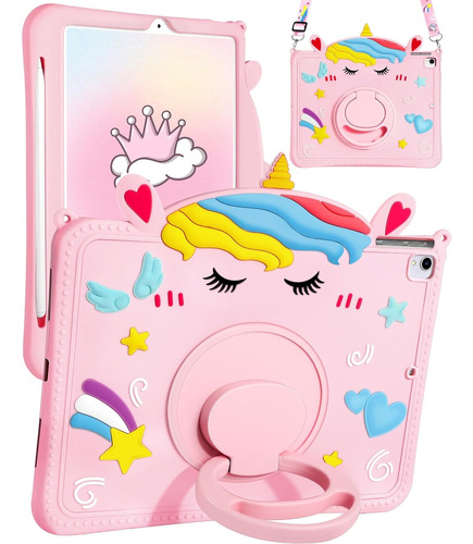 Funda Protector Uso Rudo Unicornio Con Correa Para iPad