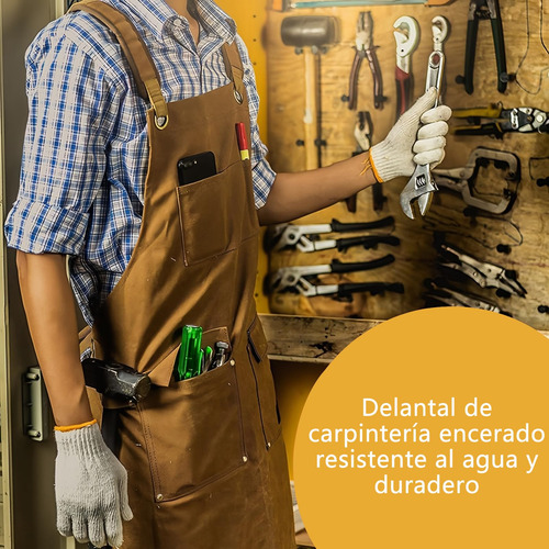 Delantal De Carpintería Lona Encerada Impermeable Ajustable