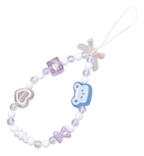 4 Cordón De Teléfono Con Cuentas, Bonita 18 Cm Oso Y Arco
