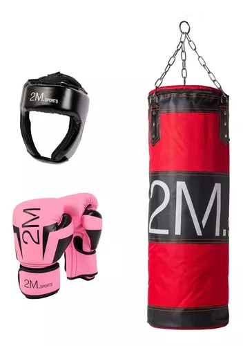 Kit Guantes De Boxeo Mujer + Bolsa Saco + Cabezal Casco