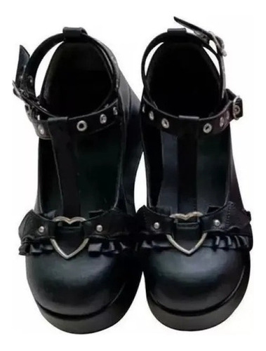 Sapatos Lolita Bowknot Plataforma Punk Gótico Escuro Sapatos