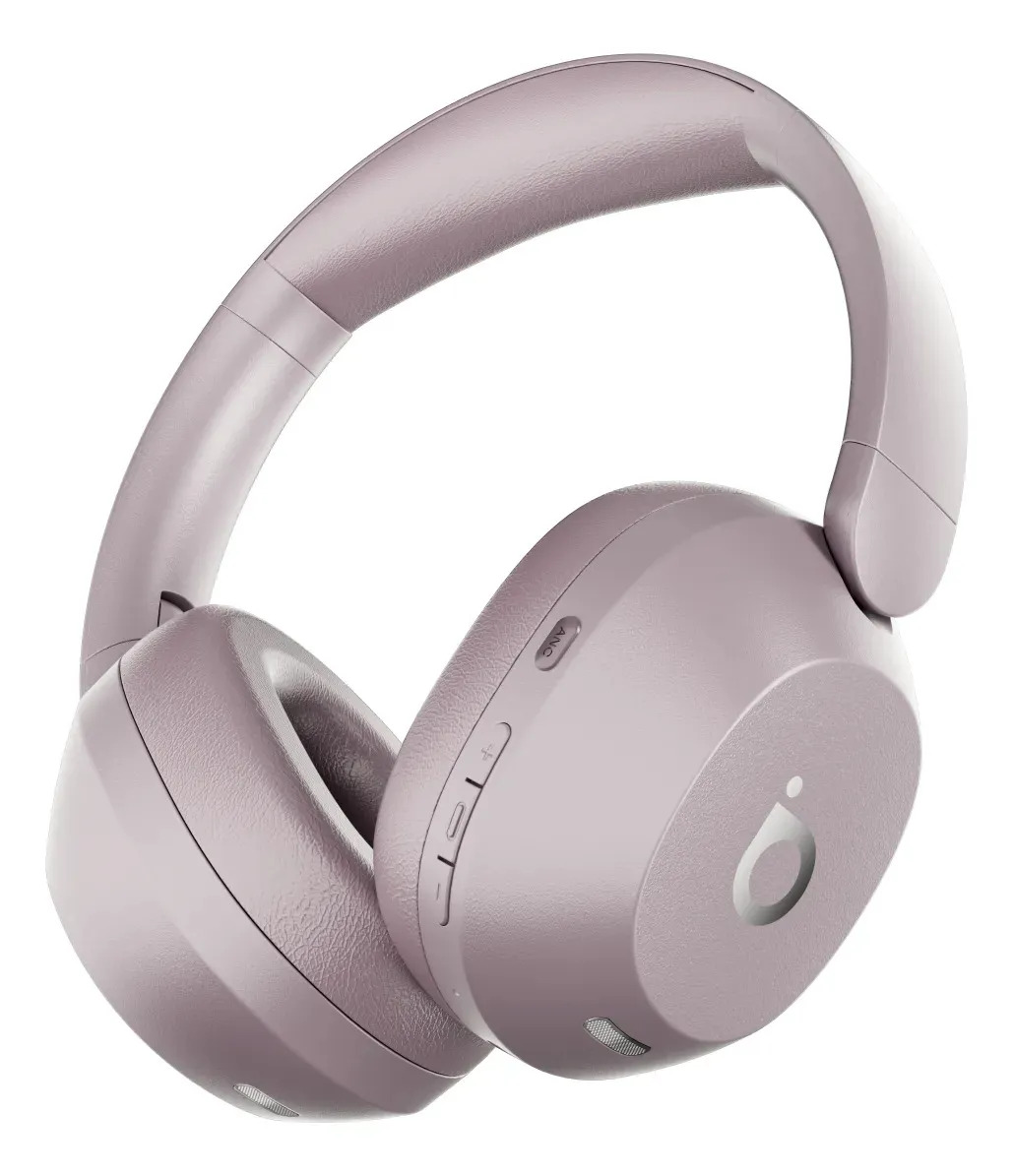 Fone de Ouvido Basike Bluetooth com Microfone e Cancelamento de Ruído ANC, Rosa