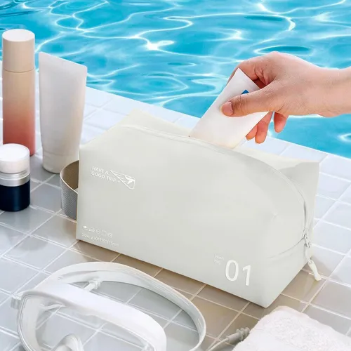 Neceser Impermeable Multiuso Ideal Para Viaje Playa Gimnasio Color Blanco