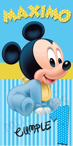 Lona Personalizada Mickey Bebé Baby Decoración Manta Banner