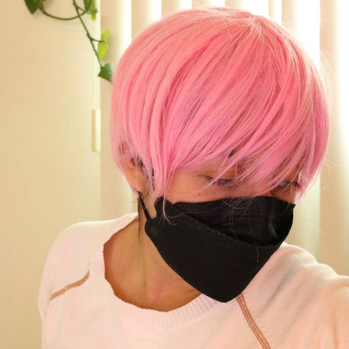 Peluca Rosa Corta Con Fleco Tipo Cosplay Anime Boy