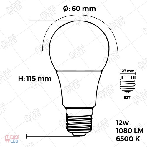 20 Foco Led 12w Tipo Bombilla Luz Blanca Fria