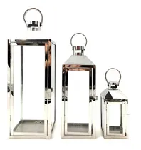 Comprar Juego De 3 Faroles Color Plata  Porta Velas Decoración