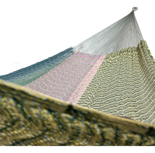 Imagen 4 de 7 de Hamaca Artesanal Maya De Nylon Matrimonial Premium Verde