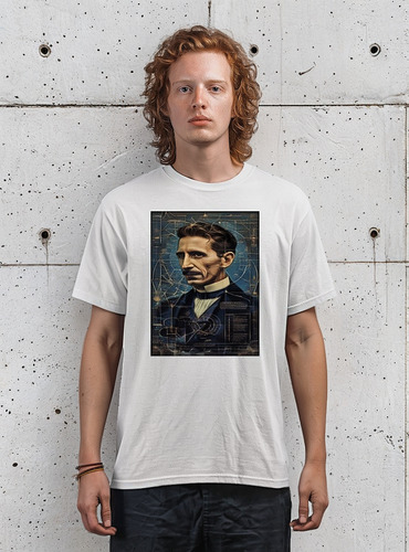 Polera Estampada Hombre Cx Nikola Tesla Inventor Genio
