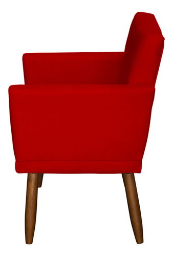 Kit 2 Poltronas Decorativas Reforçadas Com Base Para Sala Cor Vermelho Desenho Do Tecido Suede Liso