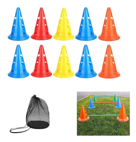 Set De 10 Conos 32cm Con Orificio Entrenamiento /trafico