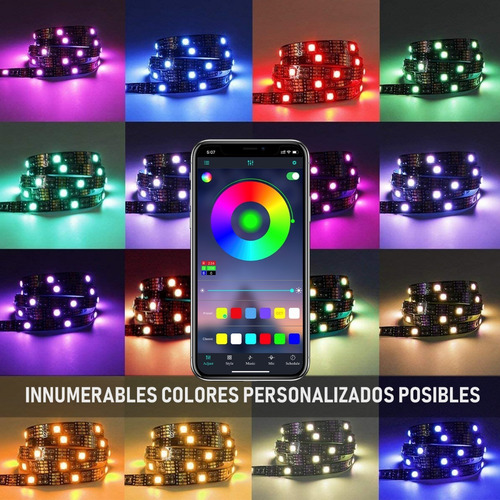 Imagen 4 de 7 de Tira De Luces Led De 2 Metros Usb Control Por Bluetooth