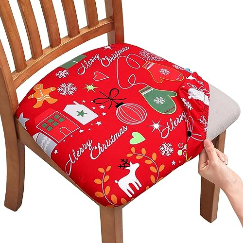 Fundas De Asiento Sillas De Comedor De Navidad, Juego D...