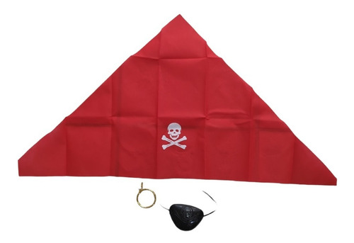 Imagen 1 de 2 de Set Parche Ojo Pirata Aro Y Pañuelo Cotillon Disfraz