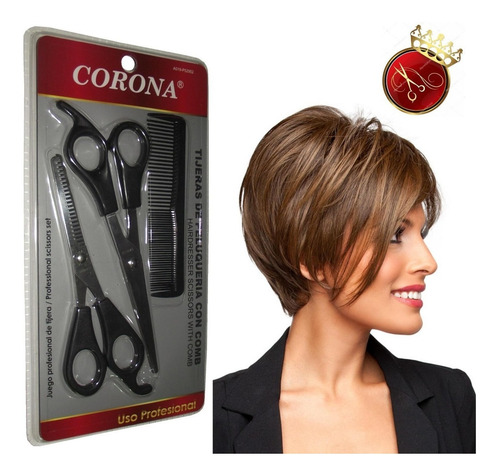 Imagen 1 de 3 de Juego De Tijera Profesional Barbería Corona De Grafilar W5