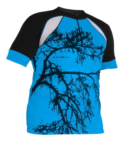 Camiseta Ciclista Com Ziper Modelo Speed Unisex Azul P