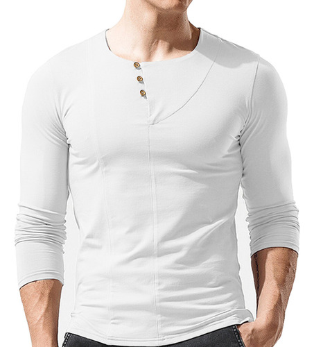 Playera Manga Larga Slim Fit De Color Entero Para Hombre