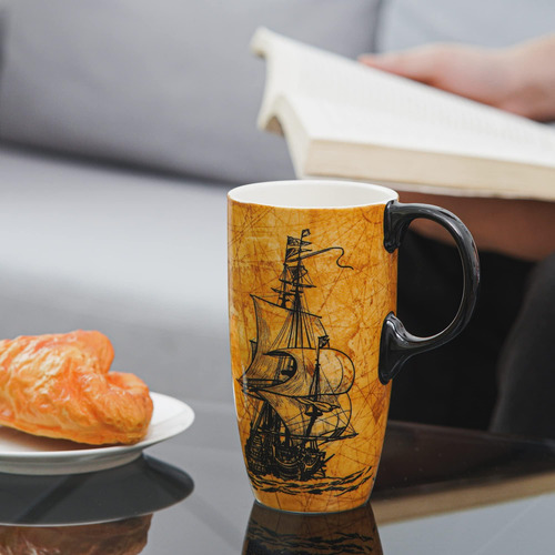 Taza De Viaje De Cerámica De Topador Con Tapa Y Mango - Taza
