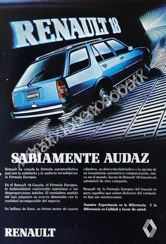 Cartel Retro Autos Renault 18 Guayin 1980 /693